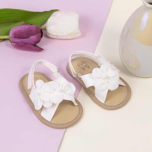 Image of Meckior Infant Baby Girls Boys Summer Sandals Open Toe Lace Princess Dress Wedding Flats Shoes Newborn Toddler Soft Non-slip Sole First Walker Crib Shoes