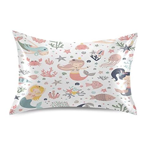 Qilmy Cute Mermaid Satin Pillowcase Cover