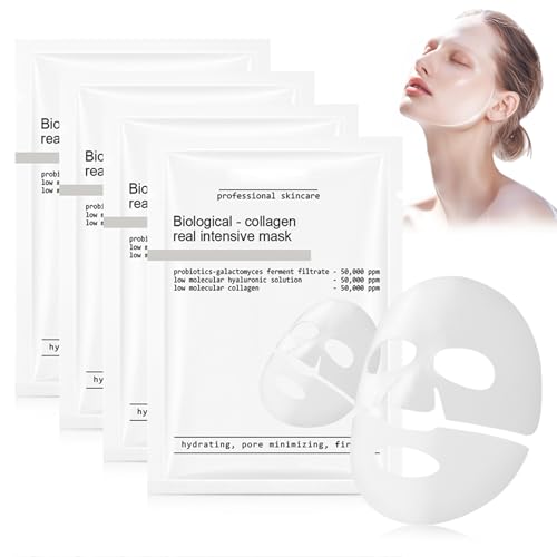 Vizela 4Pcs Skaind Collagen Glow Mask Overnight, Deep Face Mask, Bio-Collagen Real Deep Mask, Hydrating Overnight Hydrogel Mask, Revitalize Your Skin with Low Molecular Weight Collagen Mask