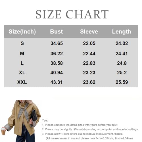 Cropped Trench Coat for Women Fall Rain Jacket with Detachable Plaid Hood - image 6