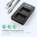 NP-FW50 RAVPower Dual Slot Battery Charger Compatible with Sony NP FW50 Batteries for A6000, A6500, A6300, A6400, A7, A7II, A7RII, A7SII, A7S, A7S2, A7R, A7R2, A55, A5100, RX10 Camera and More