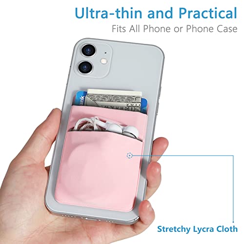 Cocases Phone Card Holder, Phone Pocket Stretchy Lycra Adhesive Card Holder For Credit Card & Id Stick On Smartphones, Compatible With Iphones, Samsung Galaxy (Black Pink) #TOP2