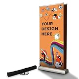 Copykrea - Roll up personalizado doble cara | Expositor publicitario retráctil con impresión incluida por los dos lados de 85x200 cm | Estructura en plateado + funda de transporte