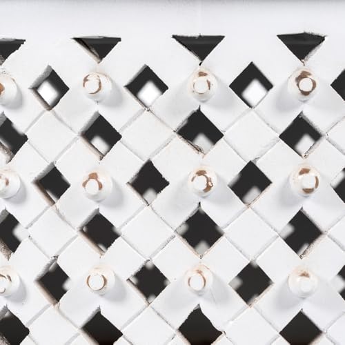 Image of Wooden Coffee Table for Living Room | Solid Wood Handcrafted Center Table for Living Room with Carved Jaali Design | Tea Table for Living Room Wooden Furniture for Home (White Distress)