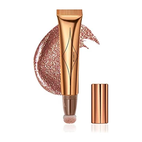 Prreal Highlighter Beauty Wand, Shimmer Liquid Face Highlighter, Smooth Creamy Liquid Highlighter Stick with Soft Cushion Applicator, Waterproof Body Face Glowing Highlighter Makeup, 0.53oz (#05) Cover
