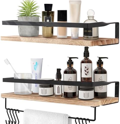 Uten Lot de 2 Étagères Murales en Bois, Design Moderne, avec Port...