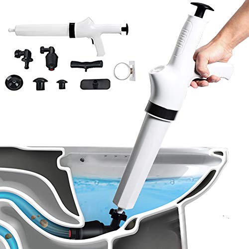 Toilet Plunger Air Power Bathroom Plunger High Pressure Drain Blaster Gun Powerful for Bathroom, Toilet, Floor Drain, Sink, Clogged Pipe, White