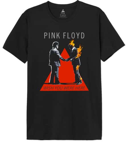 Legend Icon Officiel Pink Floyd imprimé T-Shirt pour Homme Col Ras du Cou Manches Courtes Coton Coupe régulière,Wish You Were Here_Noir,L