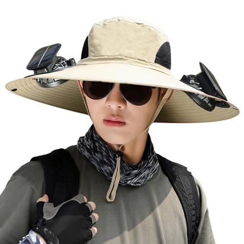 Chapeau de seau d’été avec ventilateur Teksome pour homme avec charge solaire