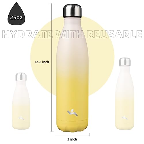 Image of Konokyo Insulated Water Bottles,25 oz Double Wall Stainless Steel Vacumm Metal Flask for Sports Travel,Lemon