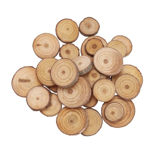eMagTech 100pcs Natural Tree Ring Round Wood Chips Unprocessed with Bark No Hole with Diameter of