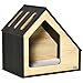 Pawhut Caseta de Madera para Perros Perrera Tipo Casa para Uso Interior con Cojín Desenfundable Lavable y 3 Ventilaciones 60x40x59,2 cm Roble y Marrón Oscuro
