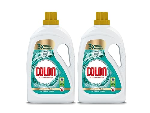 Colon Higiene - Detergente para Lavadora con Activos Higiénicos y Elimina Olores, Adecuado para Ropa Blanca y de Color, Formato Gel, 2 x 40 Dosis