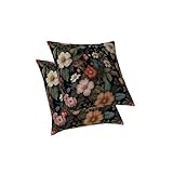 ggaimwf Vintage Floral Cojín Fundas Coloridas Flores Decorativas Fundas Almohada en Arte Botánico Estilo para SalónSilla Decoración Fundas Cojín con Oculto Cremallera 40 x 40 cm Juego de 2