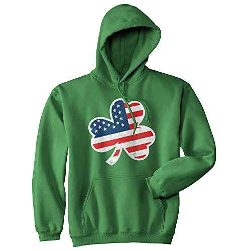 Crazy Dog T-Shirts American Flag Shamrock Hoodie Funny St Patricks Day Parade Irish Pride Graphic Sweatshirt Funny Sweater Saint Patricks Day Hoodie Cool Sarcastic Pullover Green - 3XL