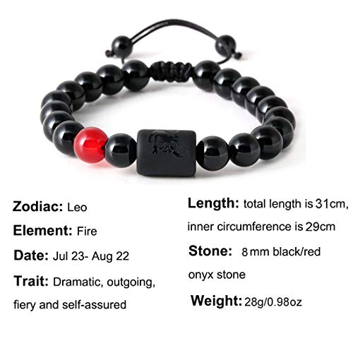 T.f.l Zodiac Signs Bracelet For Men Women, 8Mm Natural Black Onyx Stone Constellation Horoscope Braided Beaded Bracelets #TOP2