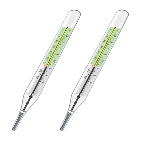 2PCS Glass Thermometer Classic Thermometer for Adults Medical Fever Thermometer - Accurate 2P Cover