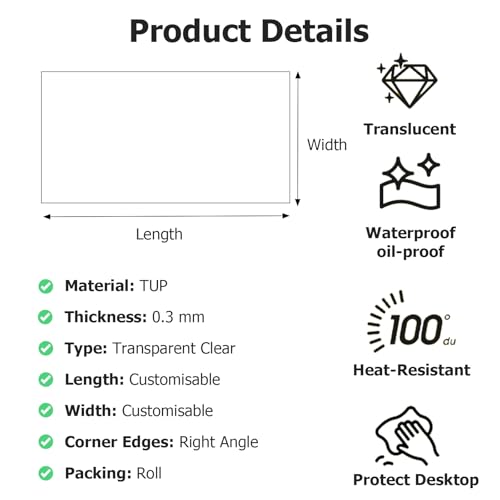 Película protectora para mesa transparente e impermeable para encimera de cocina 2