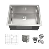 22 Inch Undermount Kitchen Sink 16 Gauge Stainless Steel Single Bowl Utility Laundry Sink Outdoor Kitchen Sinks RV Bar Sink with Accessories 22'x18'x9'