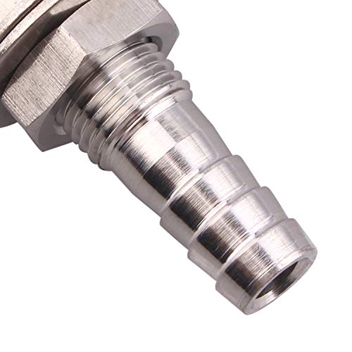 Derpipe Stainless Steel 5/16" Hose Barb, Barbed Thru-Bulk Head , Hex Bulkhead Straight Fitting #TOP4