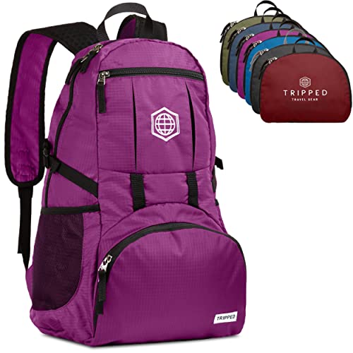 TRIPPED Travel Gear Backpack- Packable lightweight daypack for hiking, gym, and airplane, Orchid Purple, 35 liters, Daypack Backpacks