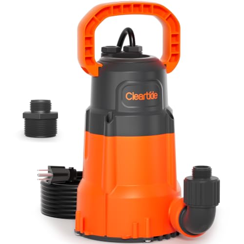 Image of Cleartide Submersible Utility Water Pump, 2160 GPH Portable Sump Pump with Copper Motor, Plug and Work for Pond, Garden Watering, Pool Transfer, or Hot Tub Emptying