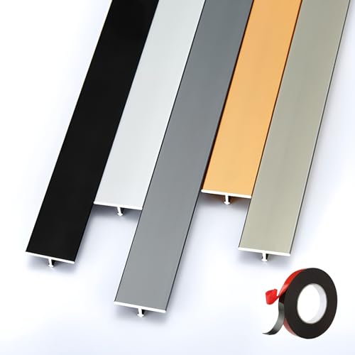 Perfil De Transición Suelo Adhesivo, Tapajuntas De Aluminio Para Puertas, Tira De Umbral Plana Para Unión De Pavimentos Laminados, Parquet Y Baldosas, 3x90cm(Silver,3pc*35.4 * 0.79in)