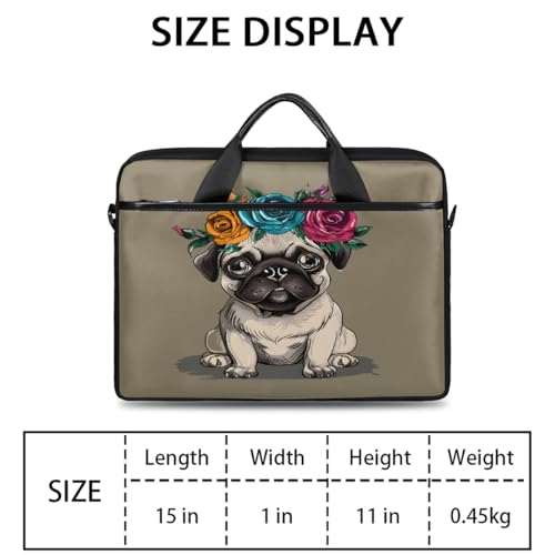 Bolsa para portátil 15 pulgadas diseño Pug impermeable portátil miniatura 2