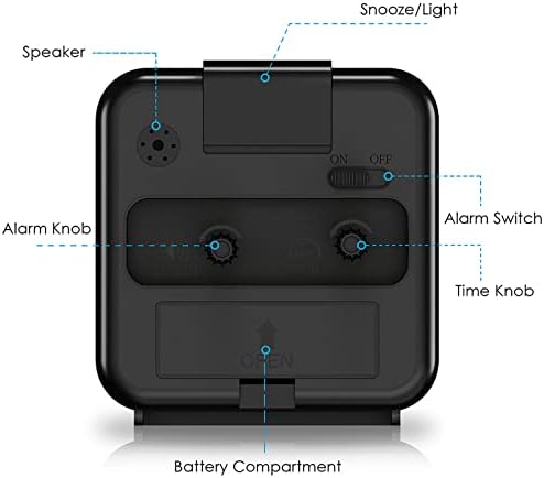 Brifit Alarm Clocks Bedside, Silent Non Ticking Table Clock with Luminous Pointer & Large Display, Battery Powered Bedside Clock, Snooze Night Light Function, for Heavy Sleepers, Bedroom (Black)