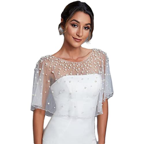 Cape de mariage courte pour couvrir vos épaules avec style grâce aux perles