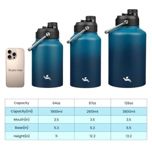 Image of Konokyo 128 oz Insulated Stainless Steel Water Bottle Jug with Handle