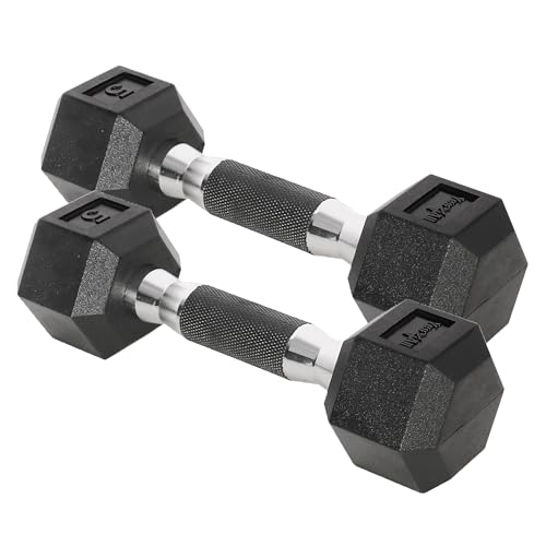 Dumbbell Hex Rubber Grip 5lbs Pair