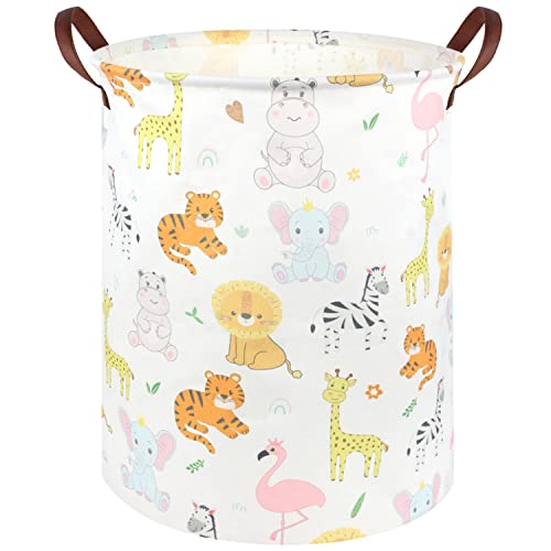 Image of FXOCSHE Kids Laundry Basket,Nursery Baby Hamper for Storage Bin Toy Bins Gift,Collapsible Baby Clothes Laundry Hamper,Toy Organizer,Home Decor(Colorful animal )