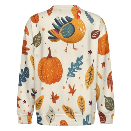 MoBlinko Cute Turkey Pumpkin Mens Sweater Crewneck Sweater 3XL Lightweight Sweaters for Men Long Sleeve Pullover3