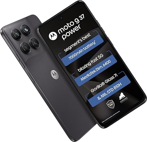 Image of Motorola Moto g37 Power 5G (Pantone Impenetrable, 128GB Storage, 4GB RAM) | 6.67-inch HD+ 120Hz Display | Dimensity 6400 | 50MP Camera | 7000mAh Battery | 30W Charging