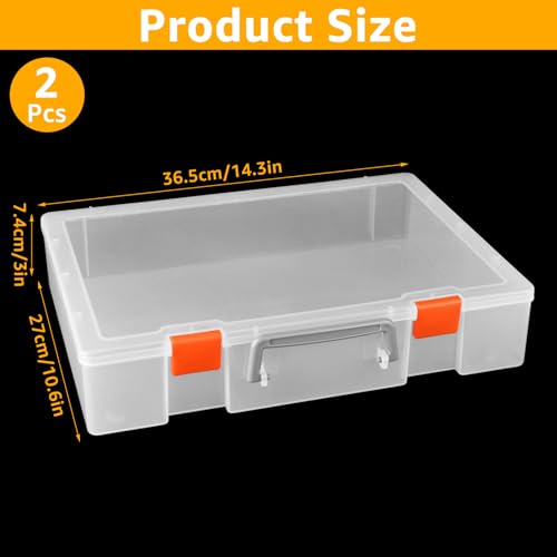Image of 2 Pcs Craft Storage Box, 1-Compartment Clear Craft Organizer Box with Buckle Lid, Plastic Storage Case for Small Item Storage