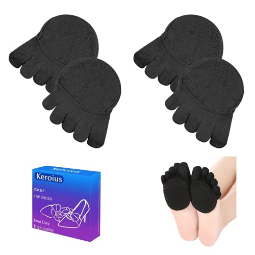 Image of Women Toe Topper Socks,Five-Toes No Show Liner Socks Ball of Foot Cushions Half Non Slip Invisible Forefoot Sock