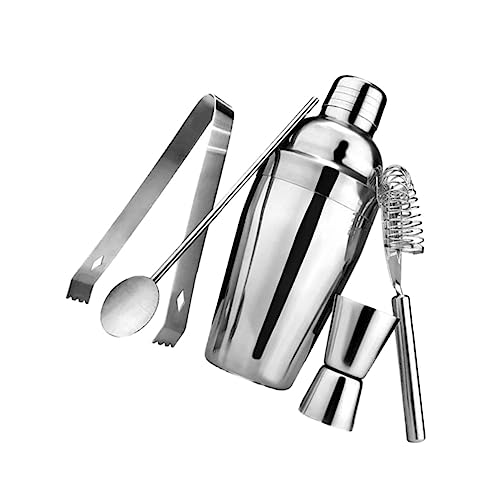 EXHUMKY 5 Piezas Coctelera Inoxidable con Colador y Medidor para Bartenders Profesionales Kit Resistente para Bar Restaurante y Fiestas