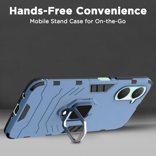 Image of Pikkme D5 Tough Armor Bumper Case | 360 Protection Case | Ring Holder Stand Back Cover for iQOO Z9 Lite 5G / Vivo T3 Lite 5G / Vivo Y18 / Y18e / Y03 (Blue)