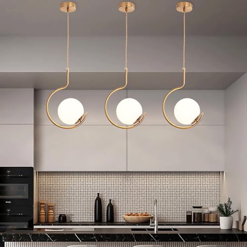 Lámpara lineal dorada E27 para eliminar sombras en el comedor con cristal difusor 7