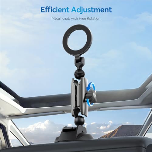Image of TELESIN Magnetic Car Phone Holder with Suction Cup | 360 Adjustable Dashboard & Windshield Mount | Aluminum Phone Stand Compatible with MagSafe iPhones & Android Smartphones