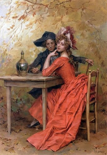 Tableau toile La Dame en rouge de Kaemmerer décoration murale 60x90cm