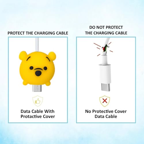 Image of Cable Protector for Apple iPhone Charger 20W /18W Type C, 3D Cute Cartoon Case Adaptor Cover Full Cable Connection Protectors Protective Protection Wire Sleeves Guard (Winnie the Pooh)