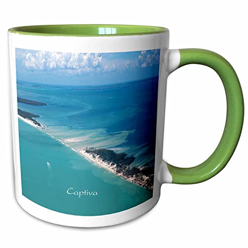 3dRose Aerial View Of Captiva Island Florida 15oz Two-Tone Green Mug