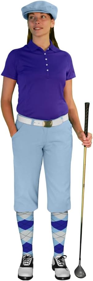 Golf Knickers Ladies Select A Style Outfit - Matching Golf Cap - Light Blue