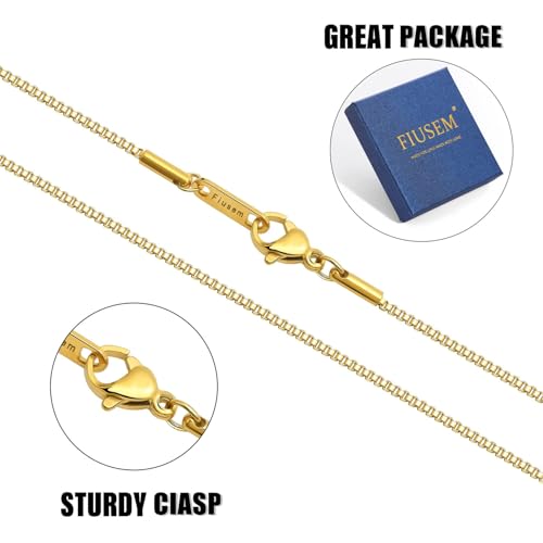 Fiusem 1.2mm Box Chain Necklace for Women, 16"-24" 18K Gold and Silver Plated Necklace Chain for Women, Thin Stainless Steel Chain Womens Chain 16, 18, 20, 22, 24 Inch4