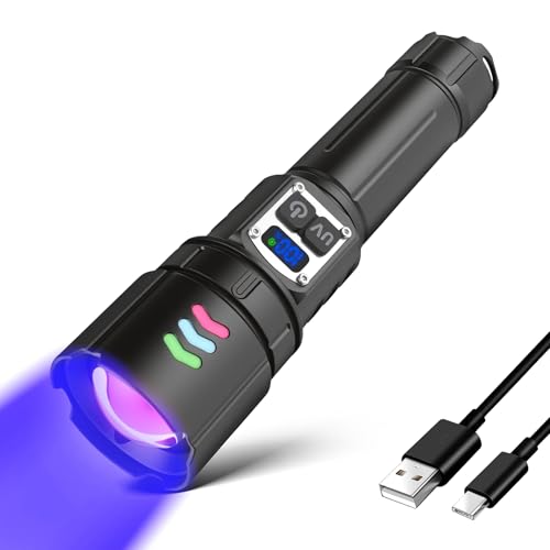 365nm UV Flashlight Black Light, Rechargeable 2-in-1 White and Ultraviolet