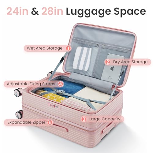 Luggage Sets 3 Piece (20/24/28):, Expandable Carry-On Luggage with TSA Lock3