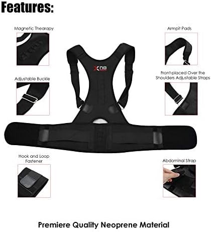 XEDON Back Brace Posture Corrector Spinal Support for Women and Men, Lumbar Shoulder Correction Upper Lower Support, Adjustable Neoprene Belt Strap Relief Pain, Black, L/XL