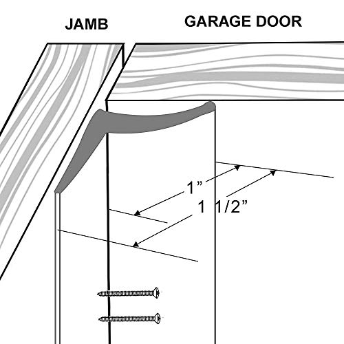 Garage Door Seal Top And Sides, Garage Door Seal Strip Replacement, Universal Garage Door Weather Stripping With Nails 33 Feet Long, White #TOP2